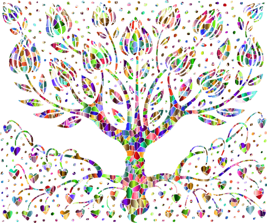 art of colorful tree with hearts